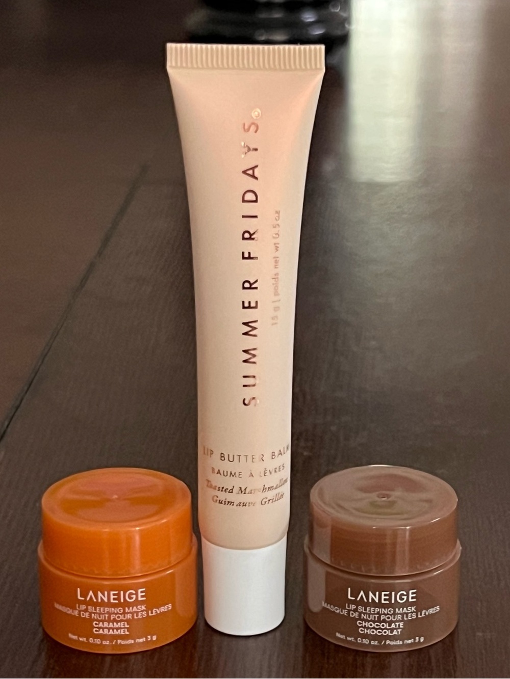 Summer Fridays Marshmallow Lip Balm & Laneige Caramel & Chocolate Lip Masks